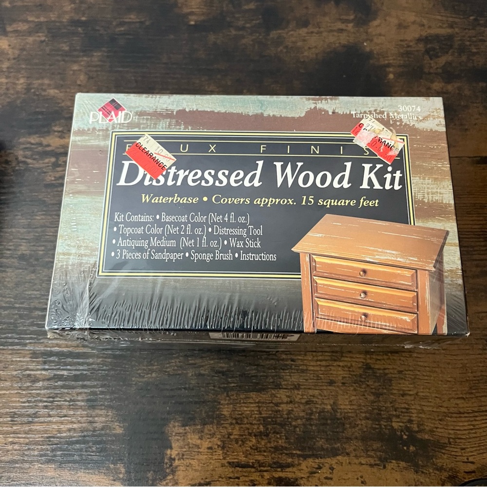 Vintage Plaid Distressed Wood Kit Tarnished Metallics 30074 Faux Finish NOS NIP